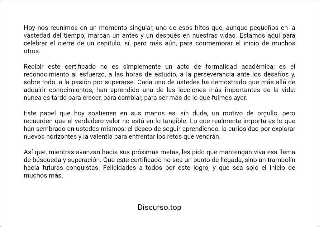 como elaborar un Discurso para entrega de certificados