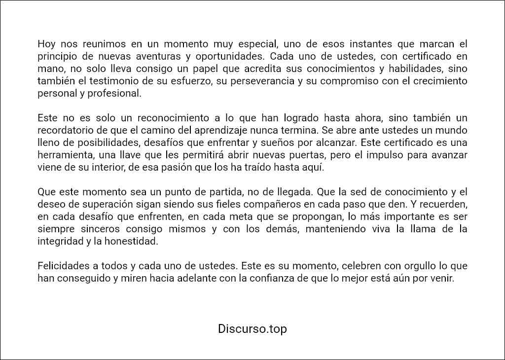 como redactar un Discurso para entrega de certificados 