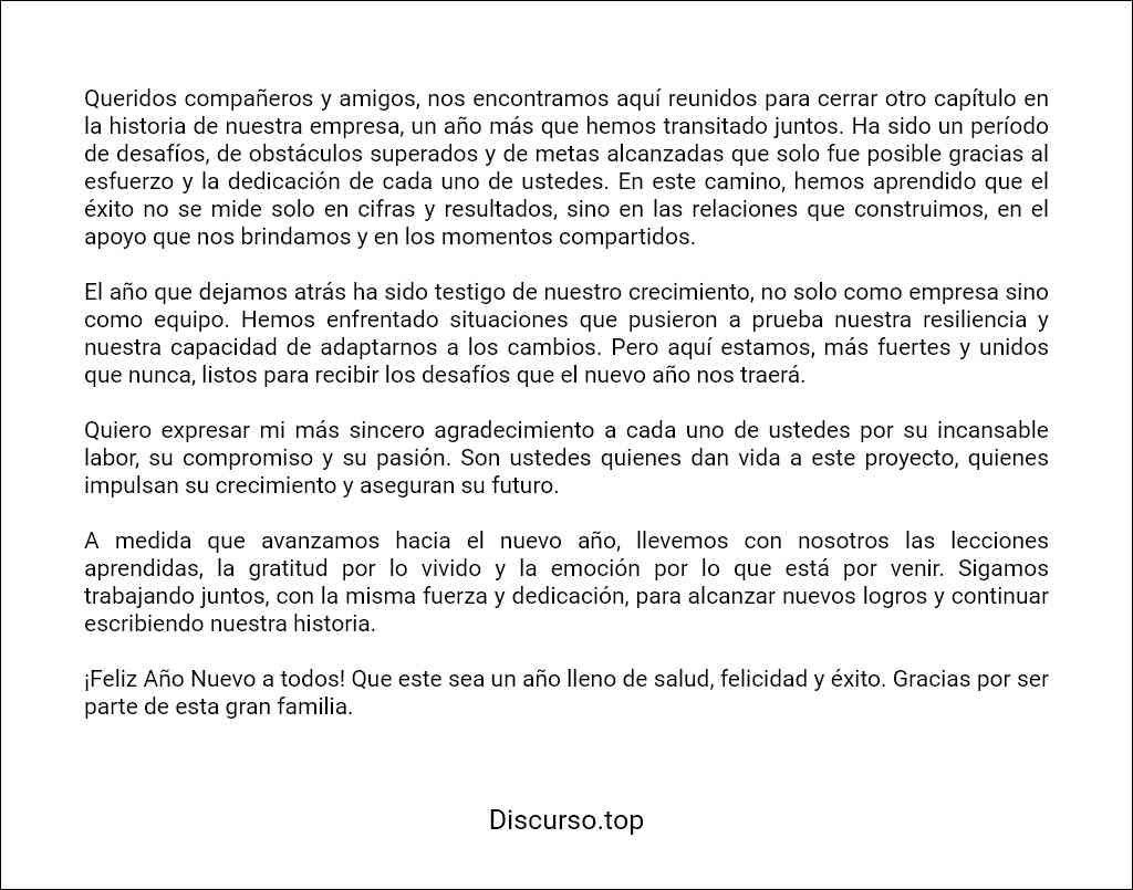 Discurso de fin de año empresarial ejemplos